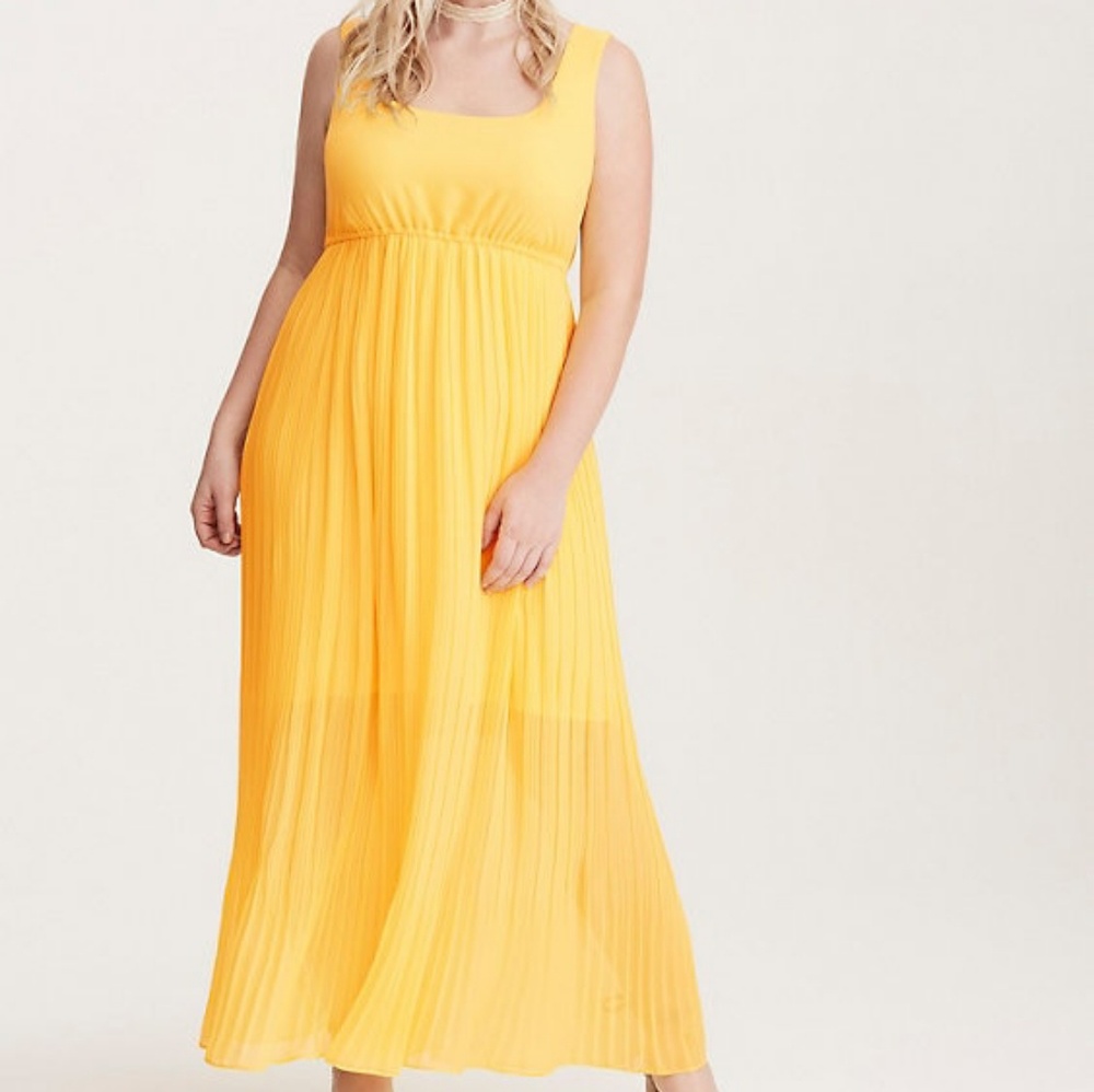 Yellow Pleated Maxi Dress Torrid